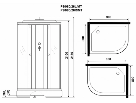 Душевая кабина Niagara Promo P90/80/26L/MT 90x80 со средним поддоном, матовым стеклом - фото 11