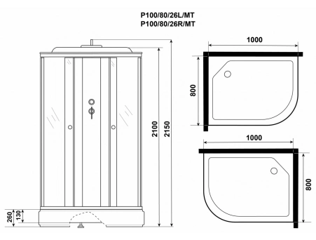 Душевая кабина Niagara Promo P100/80/26L/MT 100x80 со средним поддоном, матовым стеклом - фото 11