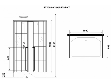 Душевая кабина Niagara Standart ST100/80/15QL/KL/BKT 100x80 с низким поддоном, прозрачным стеклом - фото 10
