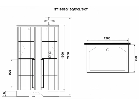 Душевая кабина Niagara Standart ST120/80/15QR/KL/BKT 120x80 с низким поддоном, прозрачным стеклом - фото 10