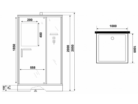 Душевая кабина Niagara Standart ST100/15Q/BL/BK 100x100 с низким поддоном, прозрачным стеклом - фото 11
