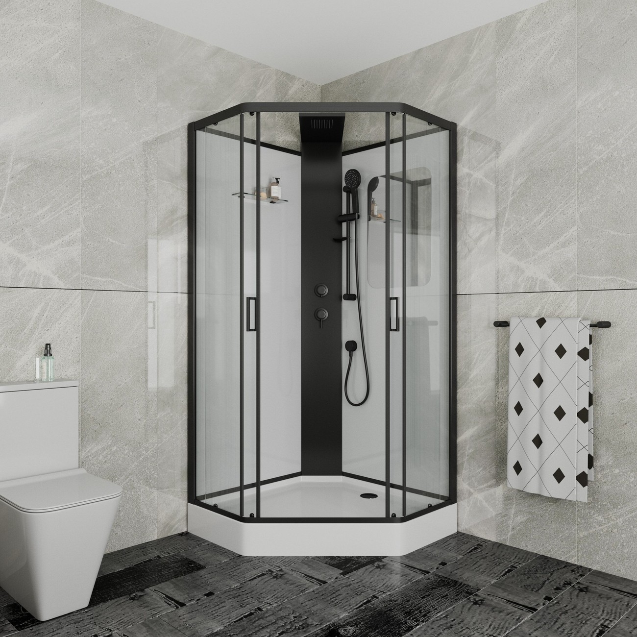 Душевая кабина Grossman Elegans GR251D 90x90 с низким поддоном, прозрачным стеклом