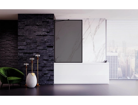 Шторка на ванну Veconi Palau PL-85B 60x150 с черным матовым профилем, тонированным стеклом (PL85B-60-05-C8) - фото 3