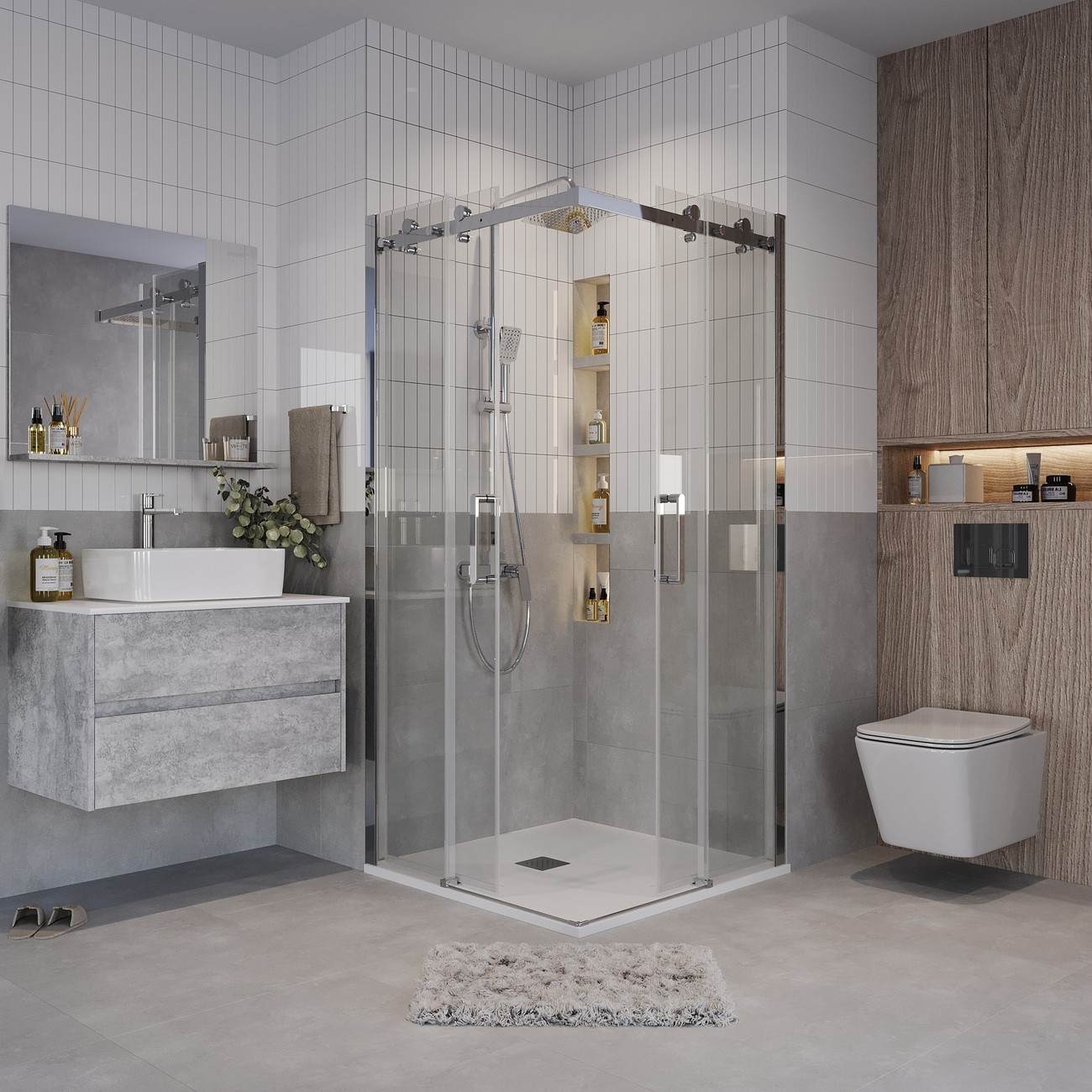 Душевой уголок Grossman Classic 100х100 с хромированным профилем, прозрачным стеклом 300.K33.04.1010.10.00