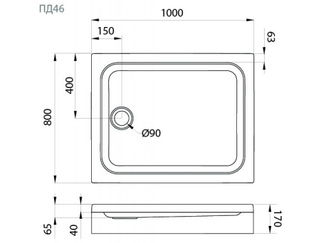 Душевой поддон акриловый Triton ПД46 100x80 низкий Щ0000074817 - фото 4