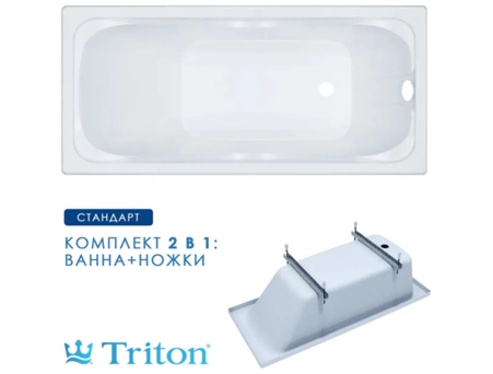Акриловая ванна Triton Стандарт 170x70 (на ножках) Н0000099330 - фото 3