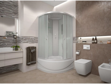 Душевая кабина Erlit ER 3509TP-C3-RUS 90x90 с высоким поддоном, матовым стеклом - фото 3