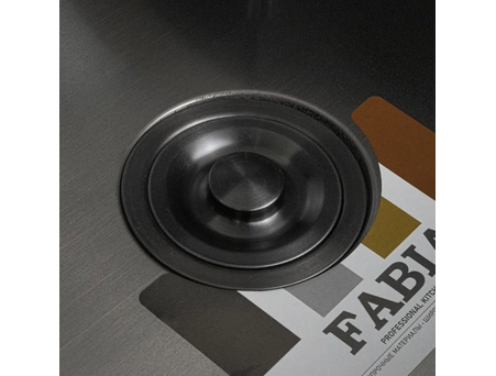 Кухонная мойка Fabia Profi 50503G 50x50 графит, врезная (с раздвижной корзиной, сифоном и ковриком) - фото 3