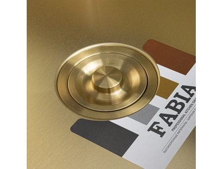 Кухонная мойка Fabia Profi 50503Z 50x50 золото, врезная (с раздвижной корзиной, сифоном и ковриком) - фото 5