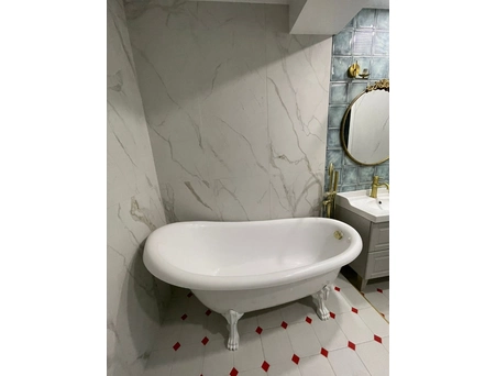 Ванна из искусственного камня Astra Form Роксбург 170x82x65 на белых ножках - фото 13