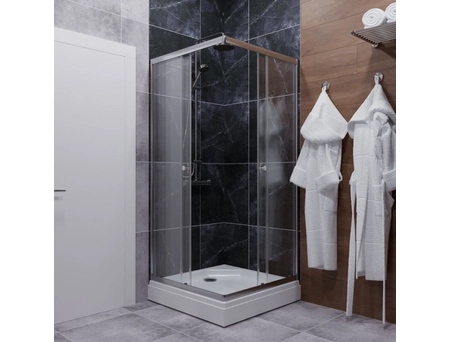 Душевая ширма Triton Вента-Хром 90x90 хромированный профиль, прозрачное стекло (без поддона) Щ0000051622 - фото 4