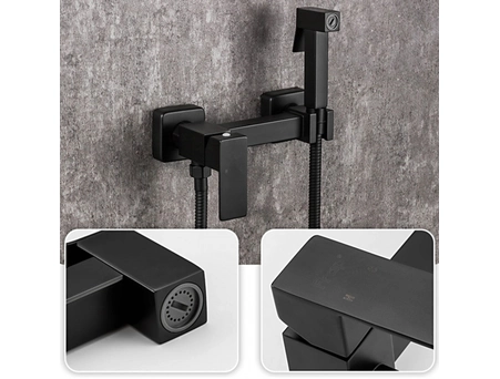 Гигиенический душ со смесителем Frap F7504-6 черный матовый - фото 4