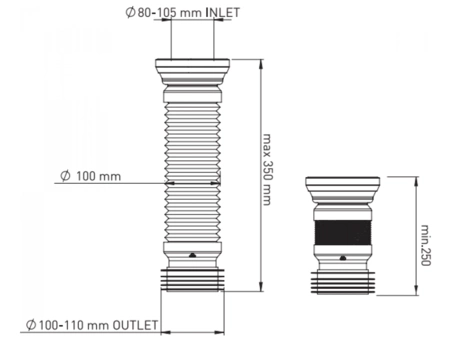 Гофра для унитаза Nova 7013 армированная 250-350 мм - фото 3