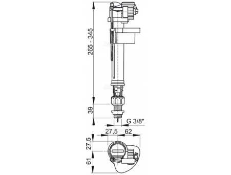 Впускной механизм Alcaplast с нижней подводкой A17-3/8